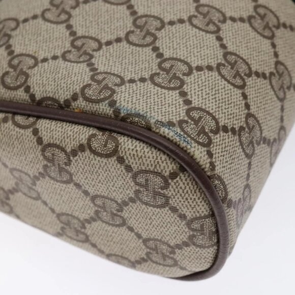 GUCCI GG Supreme Web Sherry Line Clutch Bag PVC Beige Auth - Picture 9 of 16